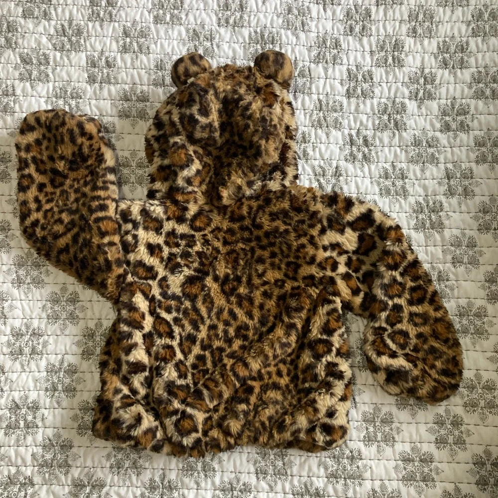 Me Jane Mini leopard print fuzzy little jacket size 2T - Picture 4 of 6